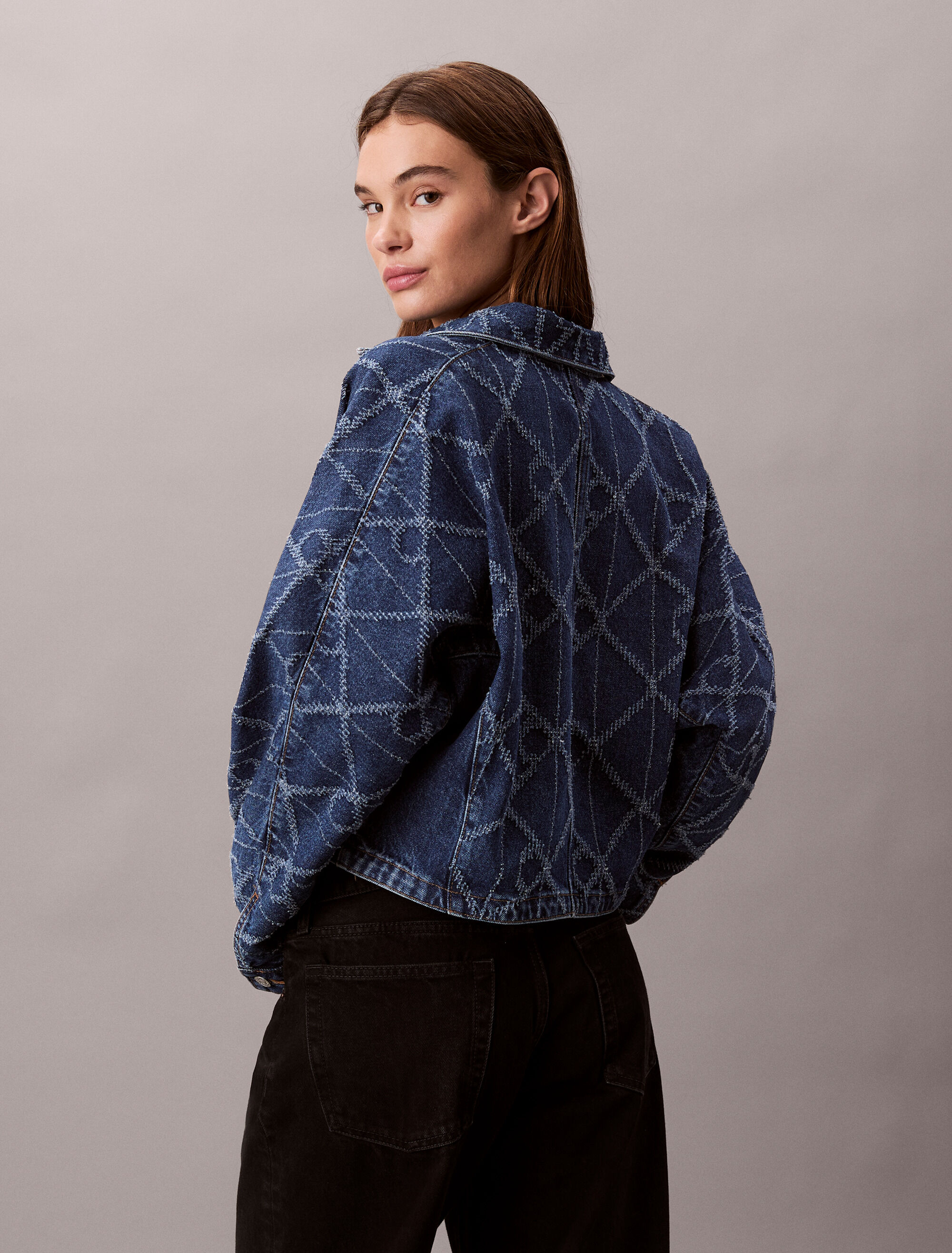 All-Over Logo Denim Jacket | blue | Calvin Klein Hong Kong