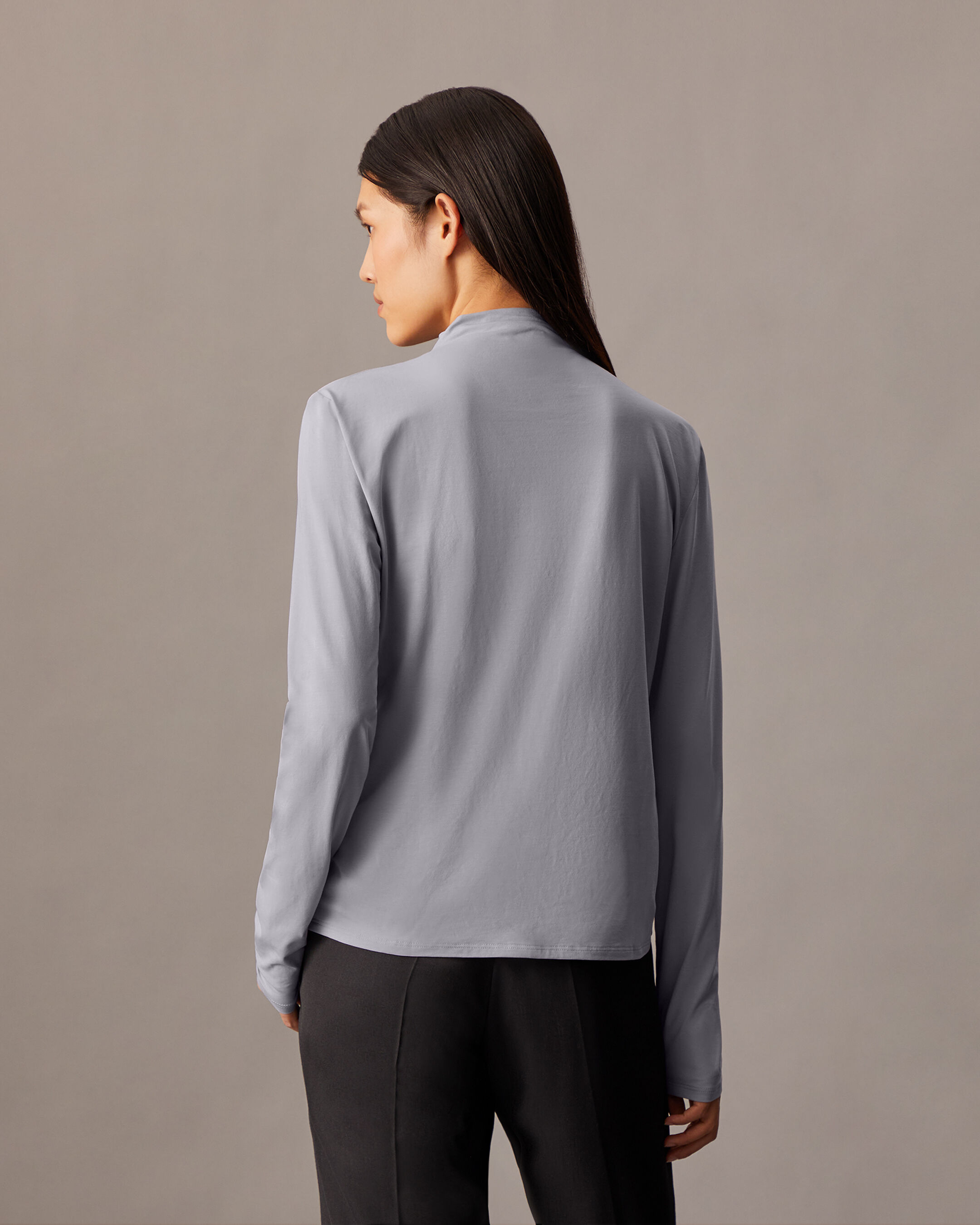 Mercerized Jersey Mock Neck T-Shirt | white | Calvin Klein Mercerized Jersey Mock Neck T-Shirt | white | Calvin Klein