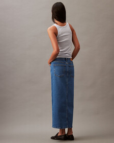 Split Front Denim Maxi Skirt, BLUE TOPAZ, hi-res