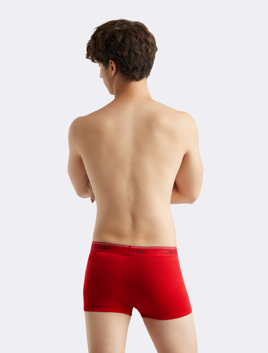 Calvin Klein Logo 低腰貼身短版四角褲 3 件組, 1 Black/ 1 Convoy/ 1 Red Gala, hi-res
