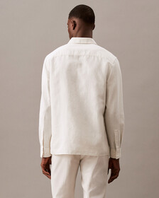 Solid Linen Blend Classic Fit Button-Down Shirt, White Onyx, hi-res