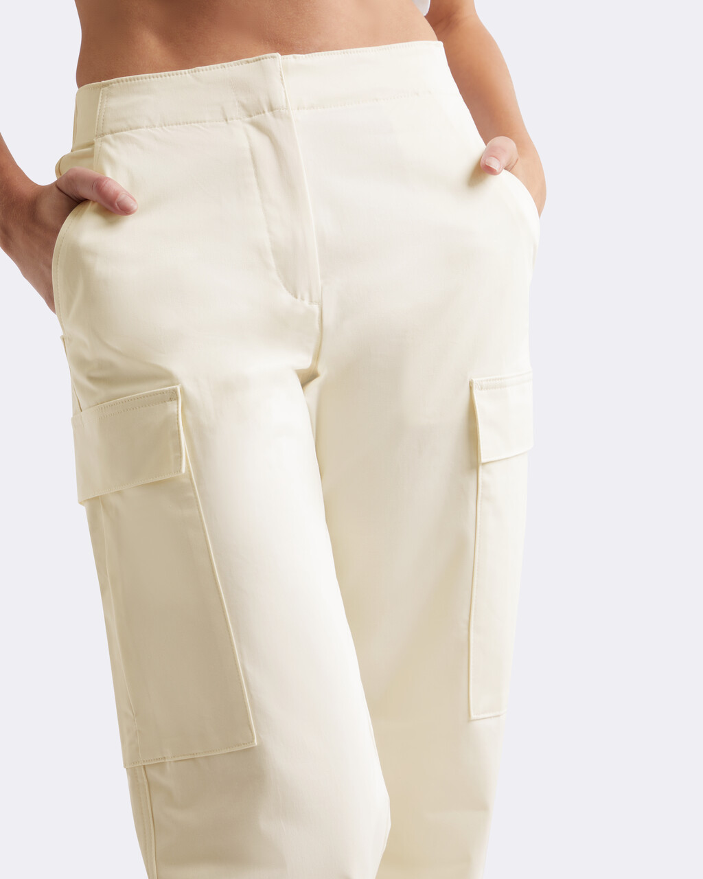 棉緞工裝長褲, Antique White, hi-res
