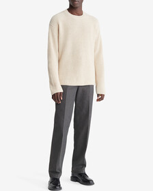 Standards Ribbed Crewneck Sweater, Oatmeal, hi-res