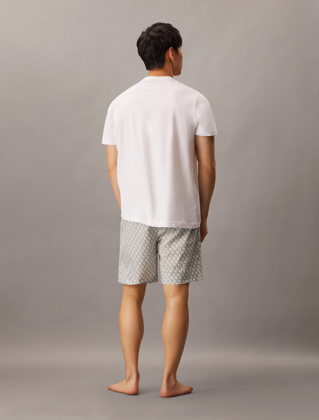 Cotton Poplin Sleep Short, 18659 PLUSH MONOGRAM_4.65in+ASH, hi-res