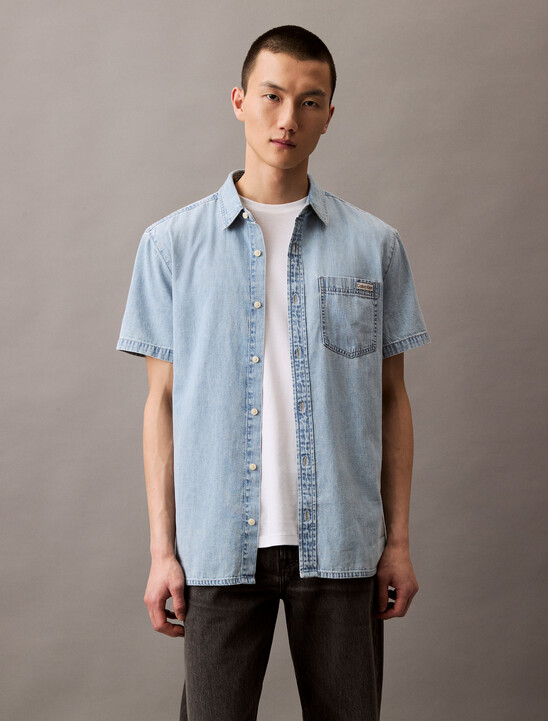 CK Light Indigo Short Sleeve Denim Shirt