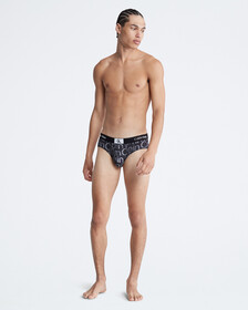Calvin Klein 1996 微細纖維低腰三角內褲, HALFTONE GLITCH LOGO PRINT+BLACK, hi-res