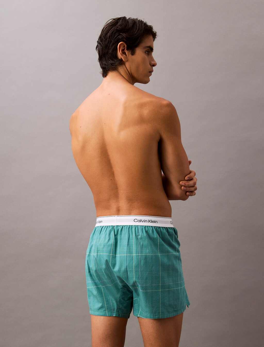 府綢棉經典四角內褲, 18522 CROSSHAIR PLAID+LIVELY TEAL, hi-res