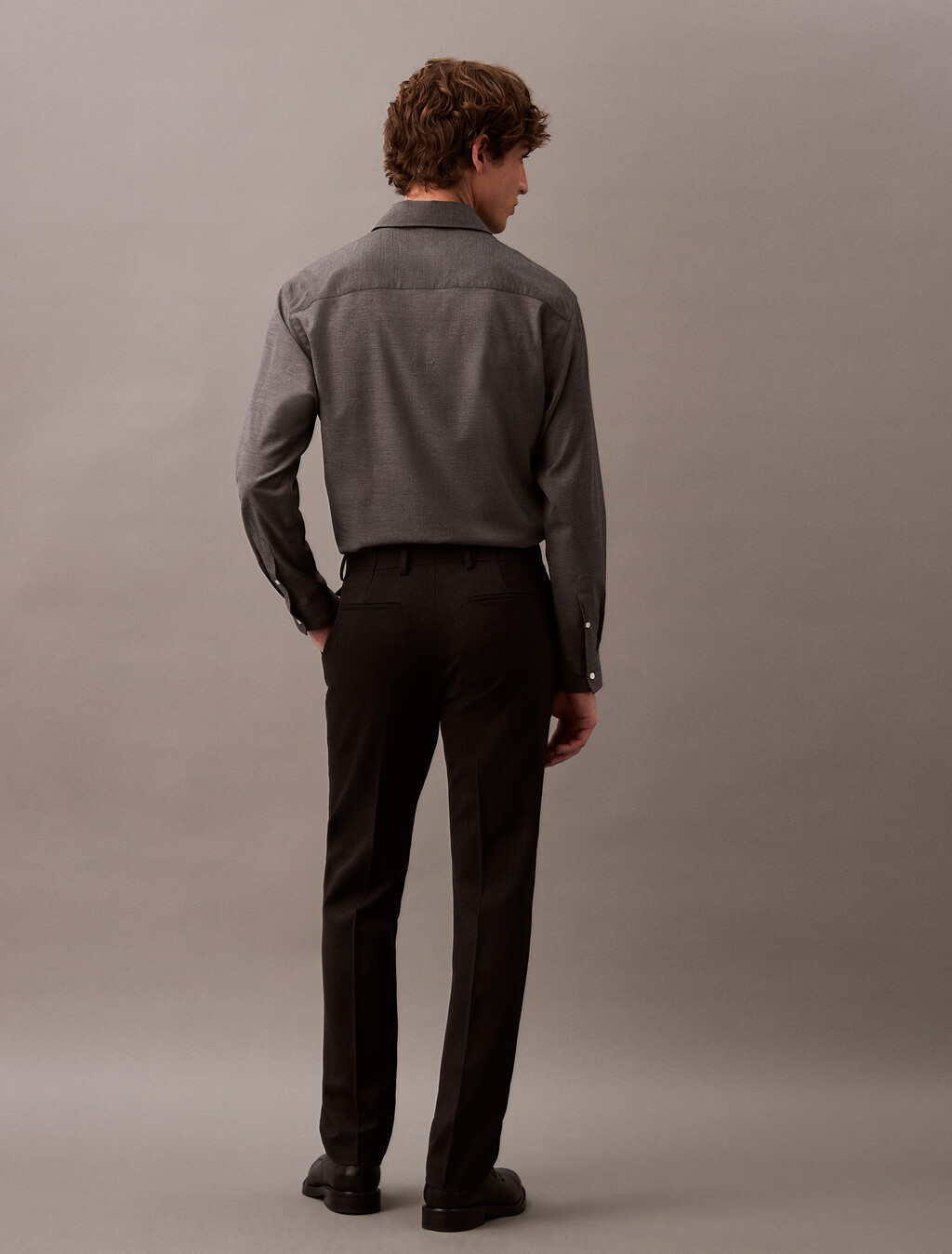 Slim Wool Gabardine Trouser, Charcoal Heather, hi-res