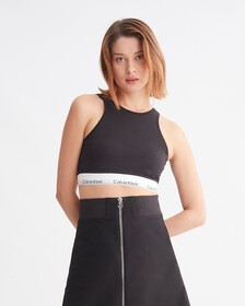 Modern Cotton Lightly Lined Bralette, Black, hi-res