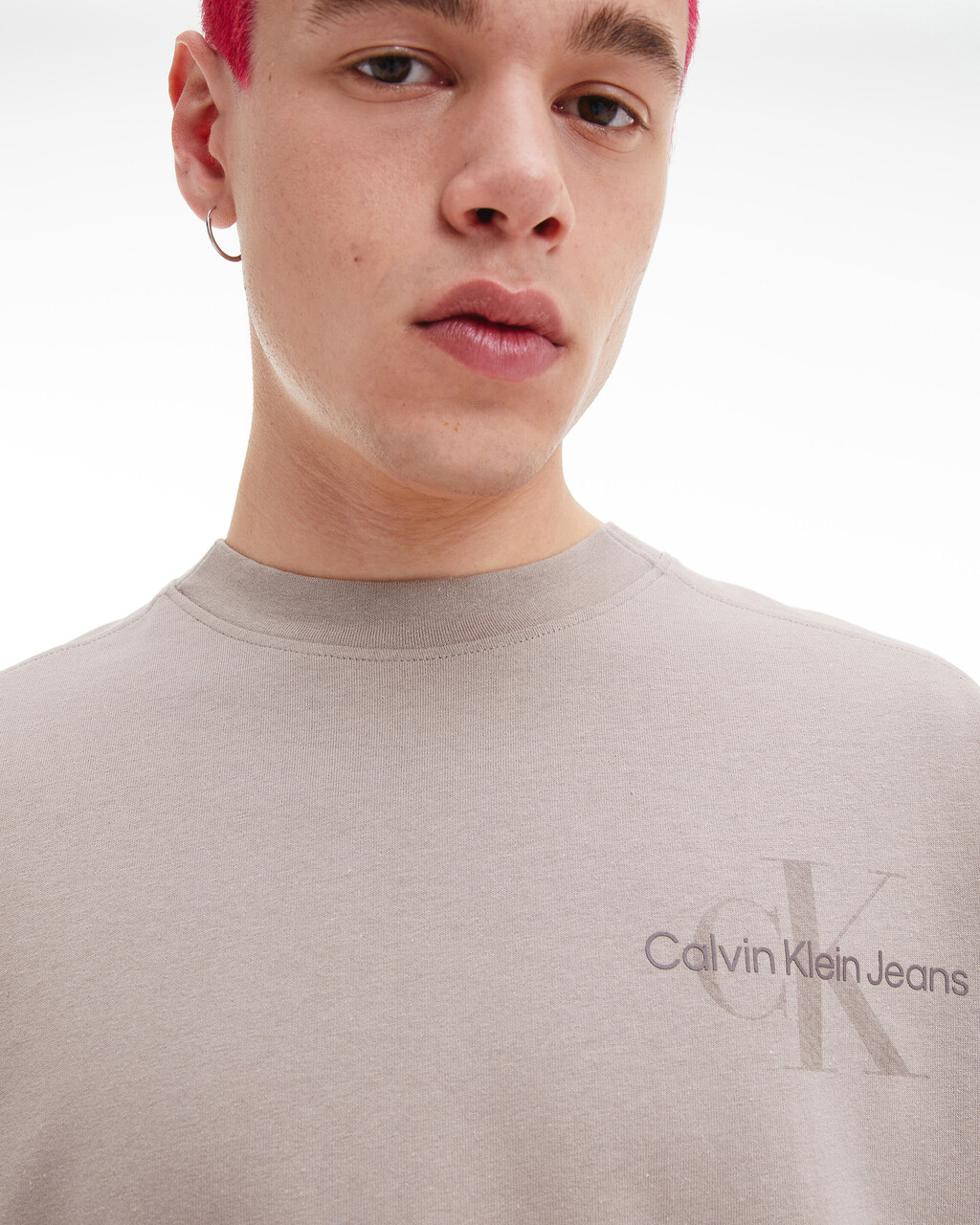 Gender Netural Monogram Long Sleeve Tee, Perfect Taupe, hi-res