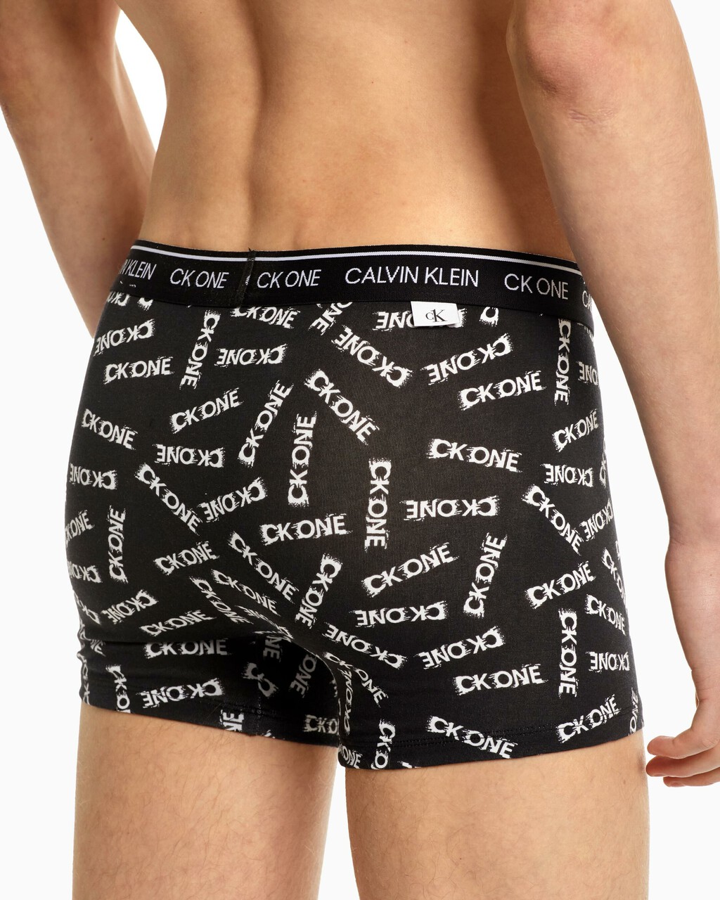 CK One Cotton 低腰貼身四角褲（2 件組）, Black Inked Logo Print Black, hi-res