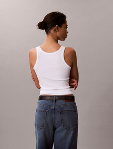 Slim Ribbed Cotton Tank Top, Bright White, hi-res