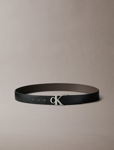 CK 搭扣雙面皮革腰帶, Black/CK Dark Brown/Antique Silver, hi-res