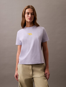Flocked Logo Crewneck Tee, Languid Lavender, hi-res