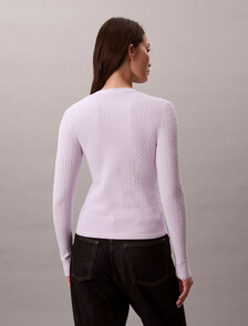 Slim Cable Knit Cardigan, Island Lilac, hi-res
