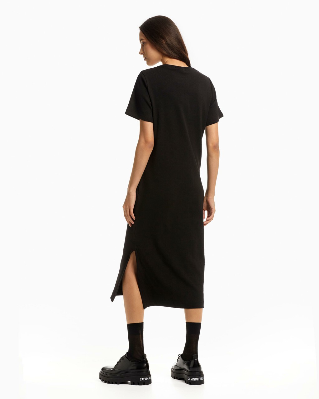 CK 羅紋針織 T 裇連身裙, Ck Black, hi-res