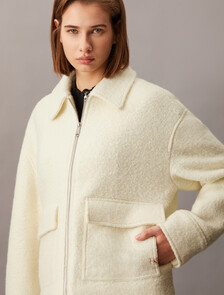 Short Wool Jacket, Ivory, hi-res