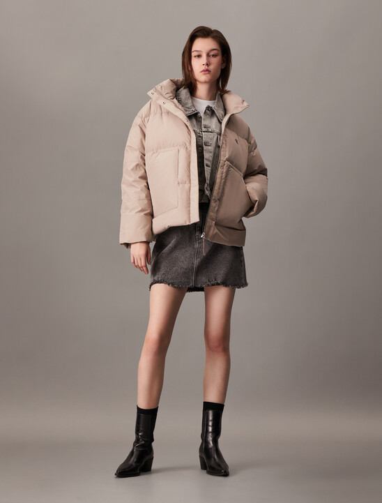 Cropped Stand Collar Puffer Jacket