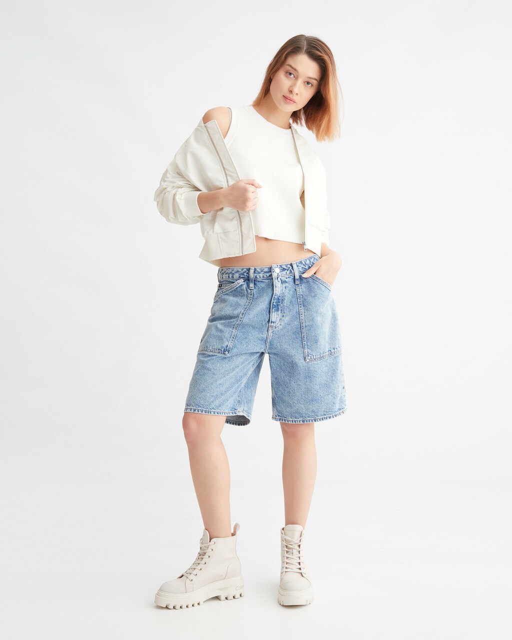 RECONSIDERED 90 年代直筒工裝短褲, Denim Light, hi-res