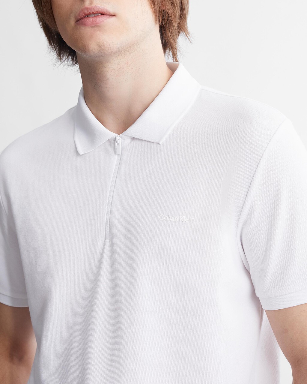 Tech Zip Polo Shirt, Brilliant White, hi-res