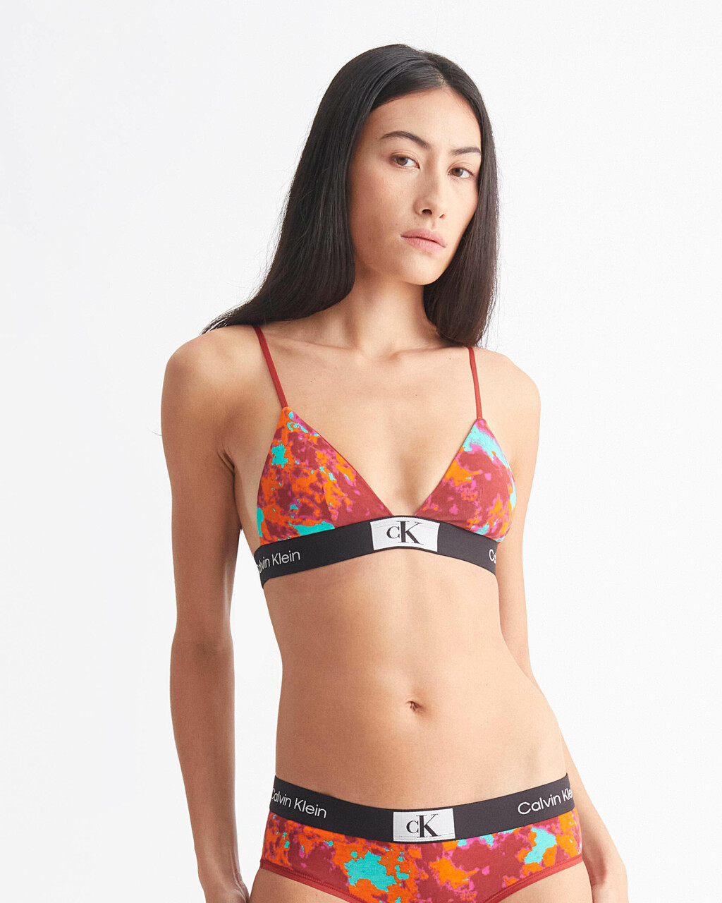 Calvin Klein 1996 Lightly Lined Triangle Bra, TEMPERATURE PRINT+FRESH PEPPERMINT, hi-res