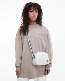 Gender Netural Monogram Long Sleeve Tee, Perfect Taupe, hi-res