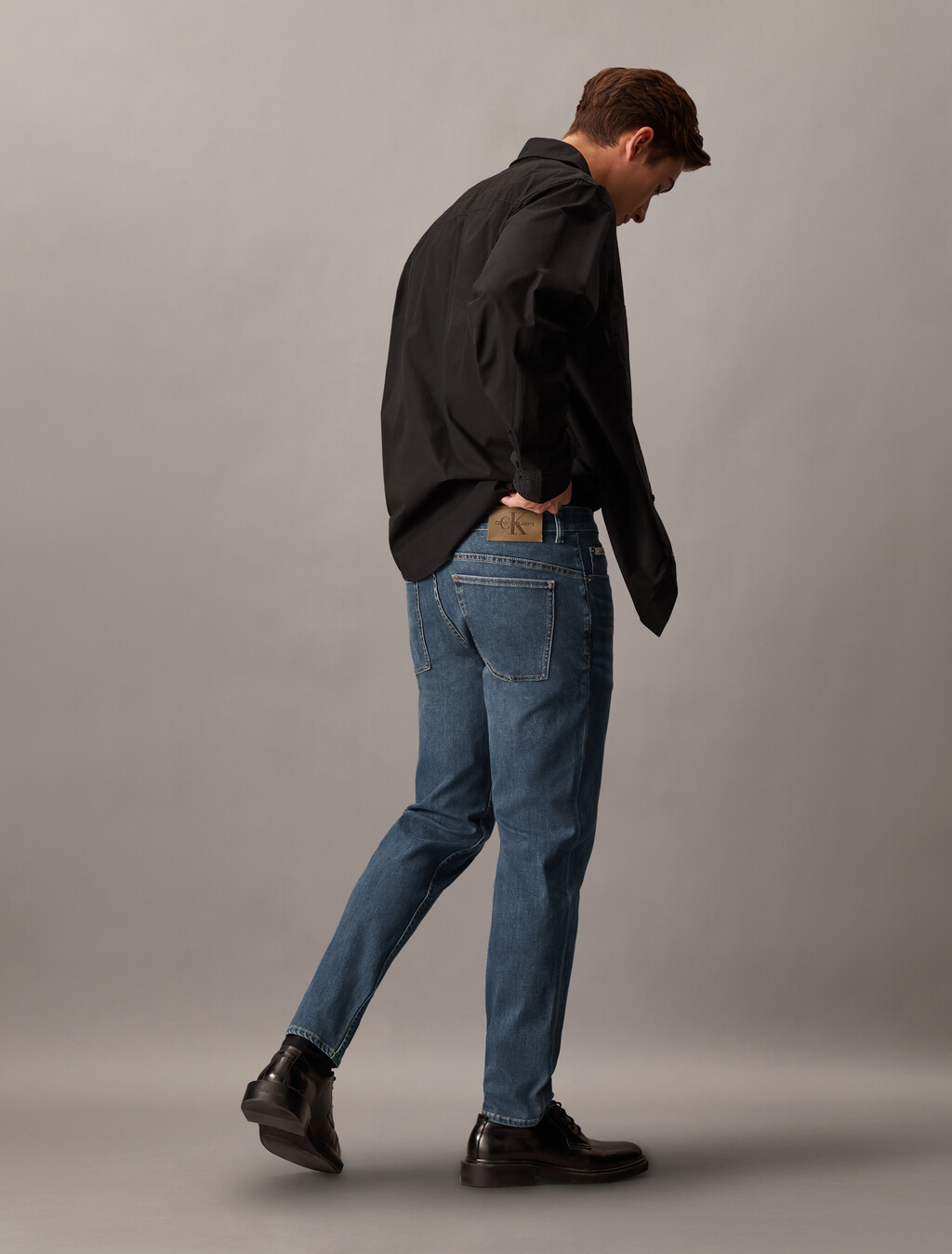37.5 雙彈性 Body 窄口牛仔褲, Denim Dark, hi-res