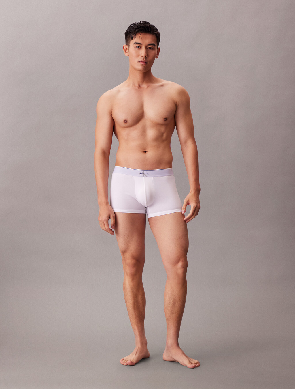 Graphic Monogram Cotton Stretch Trunks, Black/Misty Grey/White, hi-res