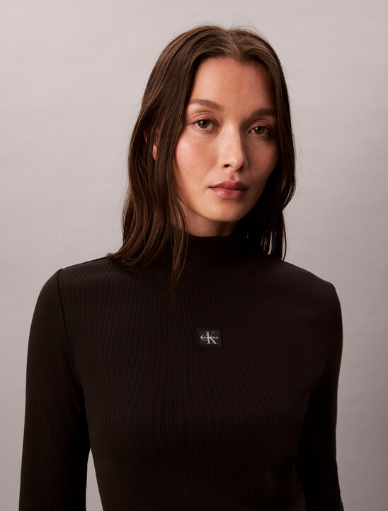 Ribbed Cotton Turtleneck Top