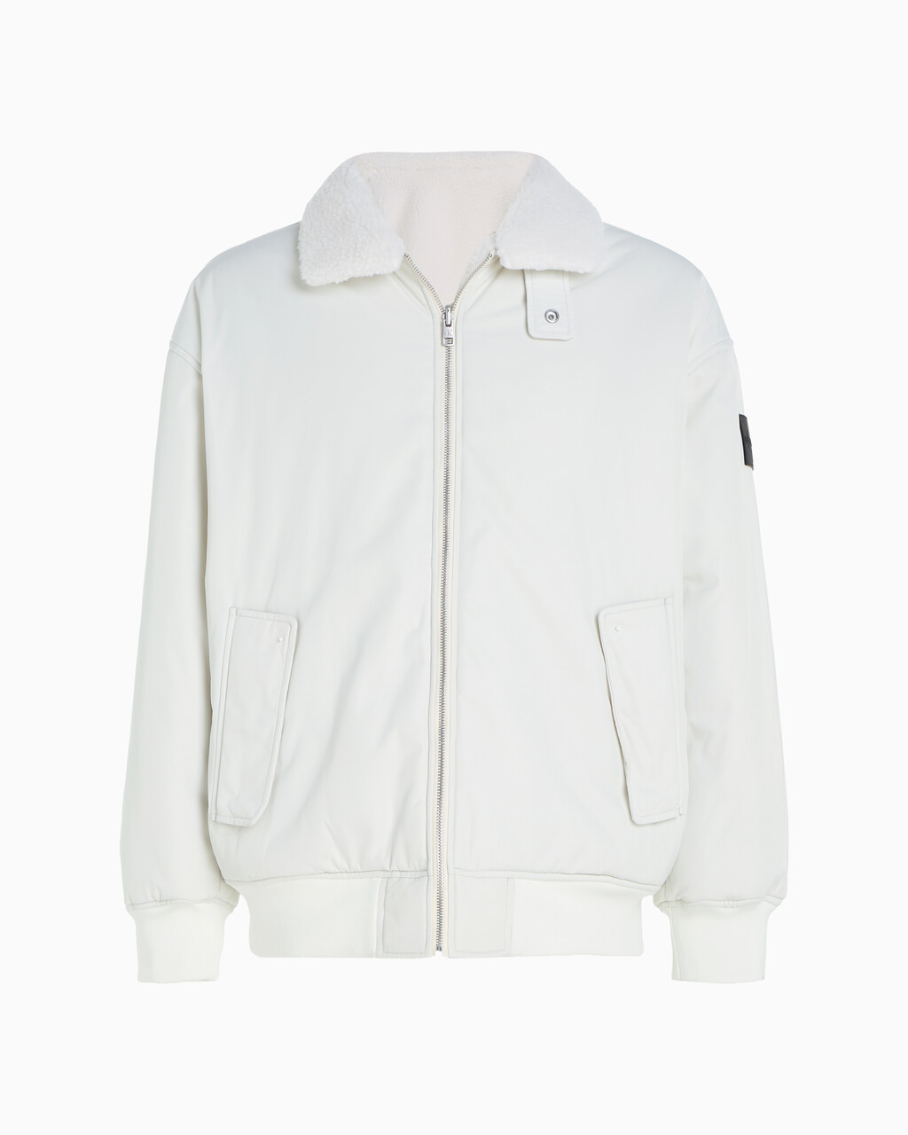 Reversible Sherpa Bomber Jacket, Ivory, hi-res