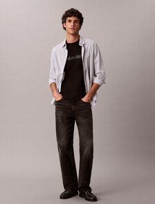 印花圖案雙針織修身 T 恤, Black, hi-res