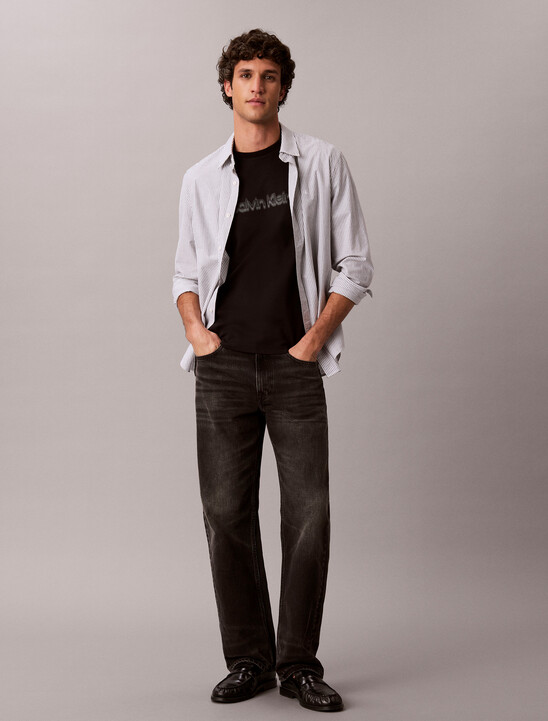 印花圖案雙針織修身 T 恤