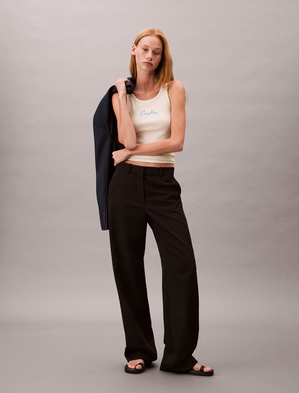Rib Knit Tank Top, Bone White, hi-res