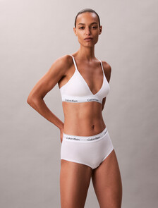 Lightly Lined Triangle Bralette - Icon Cotton Modal, White, hi-res