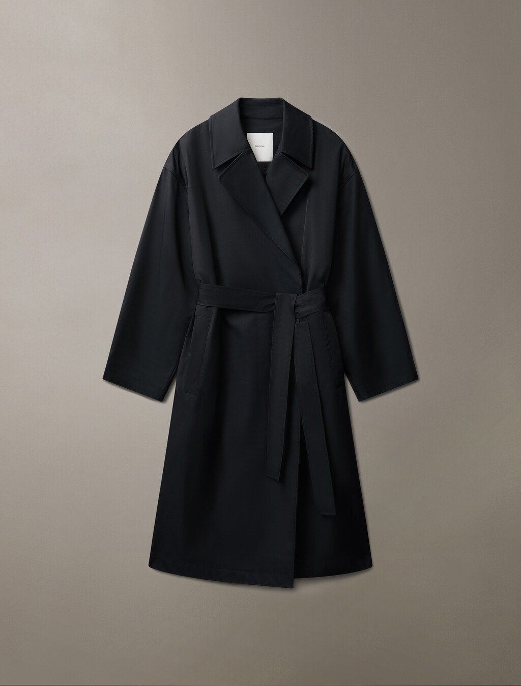 Organic Cotton Blend Trench Coat, Black, hi-res