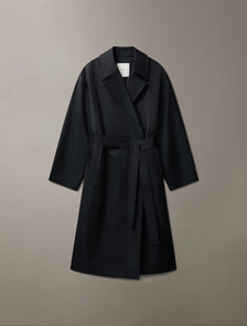 Organic Cotton Blend Trench Coat, Black, hi-res