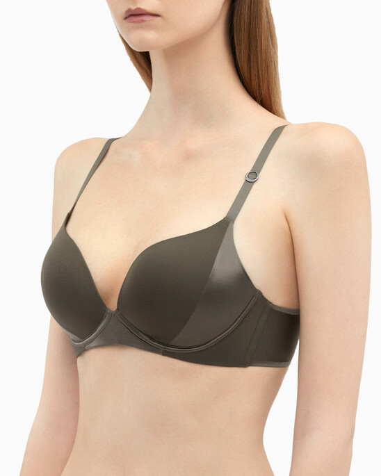 CK BLACK STRUCTURE PUSH UP PLUNGE BRA