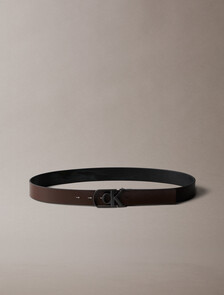 弧形 Monogram 搭扣雙面腰帶 32 公釐, Black/CK Dark Brown, hi-res