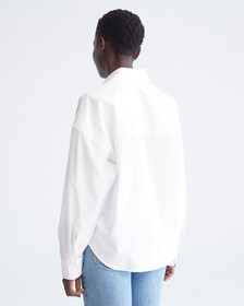 府綢棉長袖裇衫, Brilliant White, hi-res