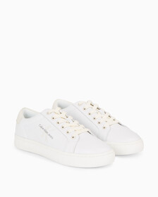 Leather Trainers, Bright White/Creamy White, hi-res