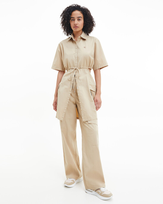 Cotton Twill Cut Out Shirt Dress