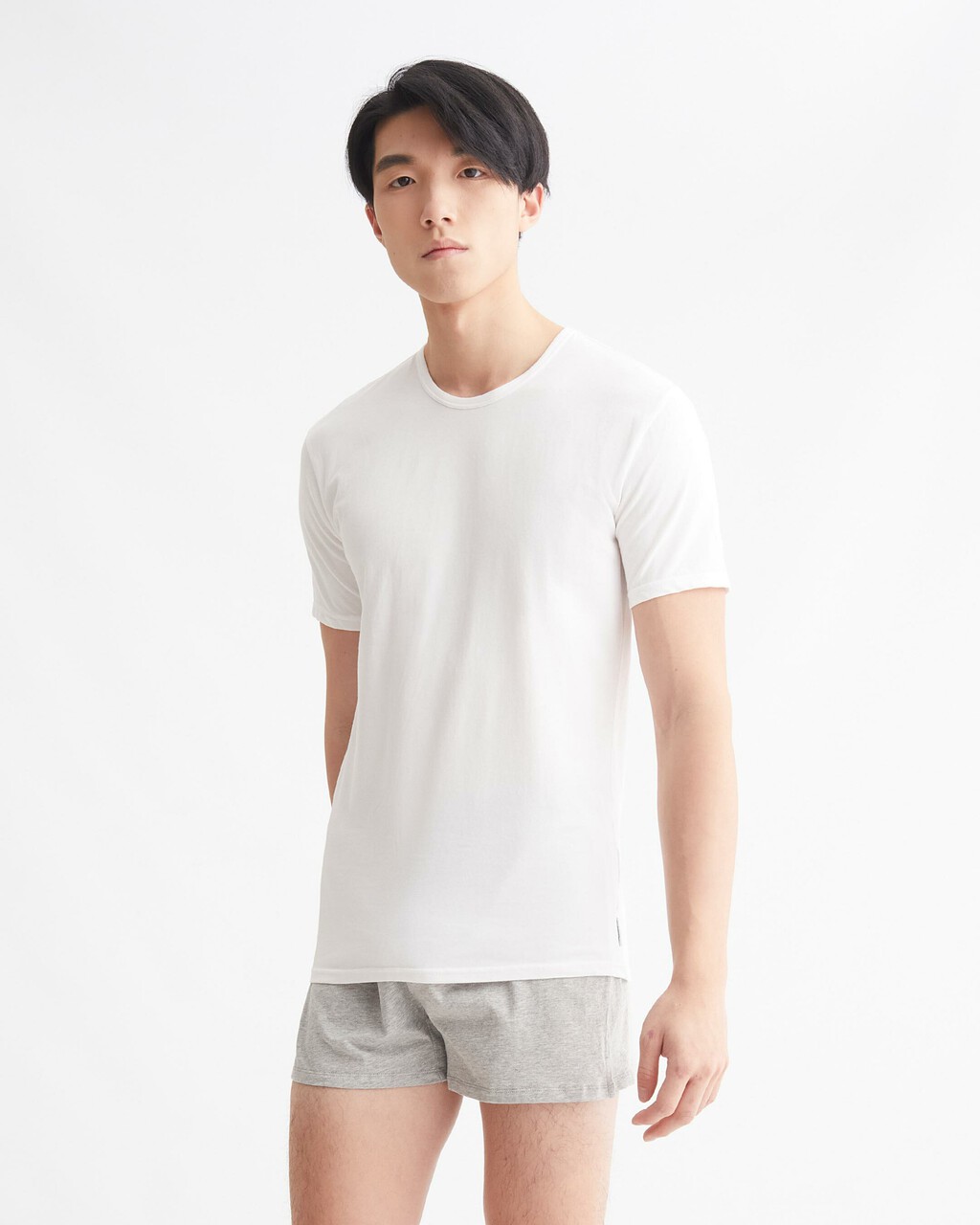 MODERN COTTON 彈性圓領 T 裇 2 件裝, White/White, hi-res