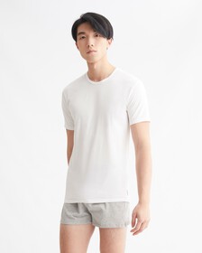 MODERN COTTON 彈性圓領 T 裇 2 件裝, White/White, hi-res