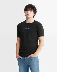 Mid Logo Print Slim Fit Tee, Ck Black, hi-res
