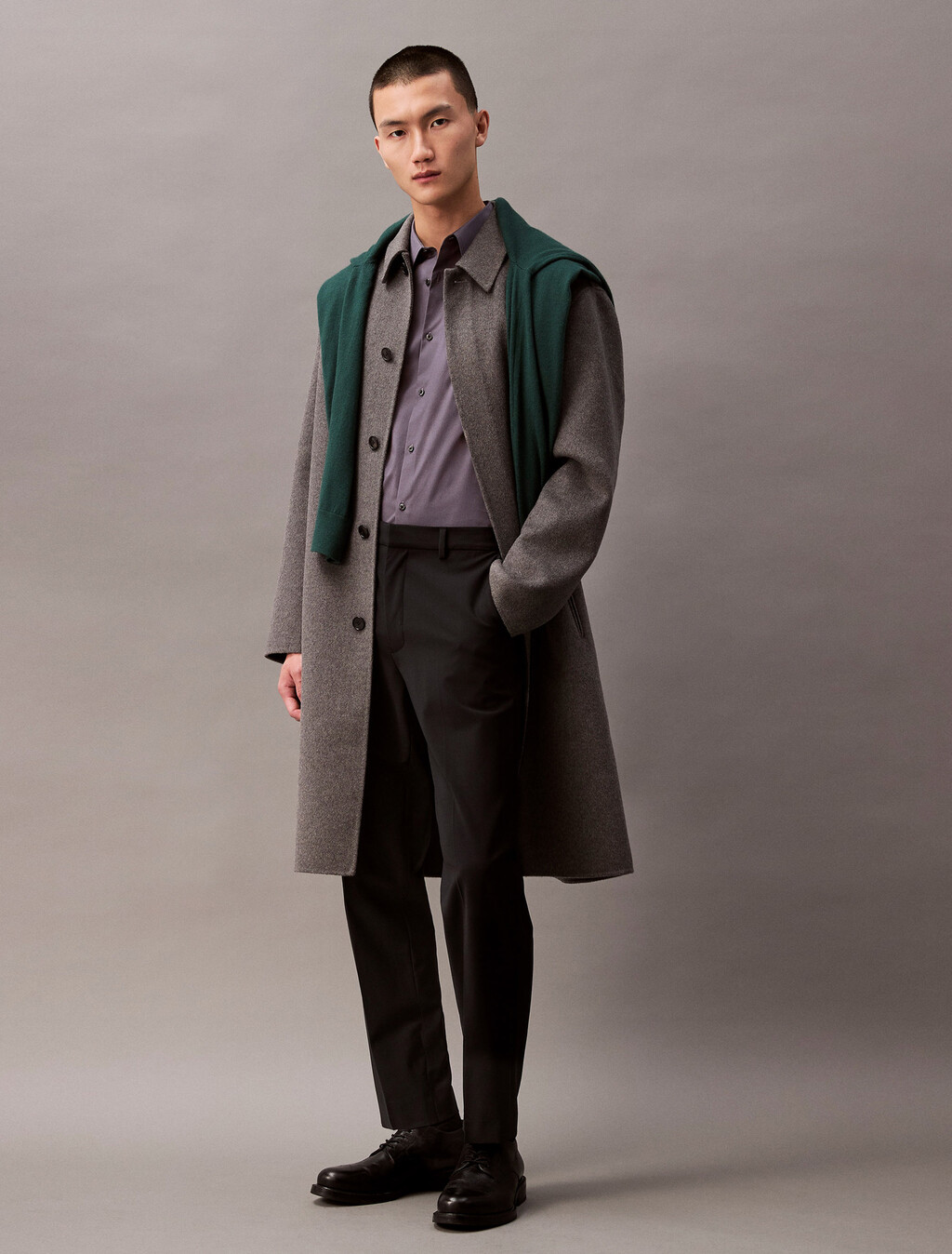 Wool Blend Elastic Classic Trouser, Black Beauty, hi-res