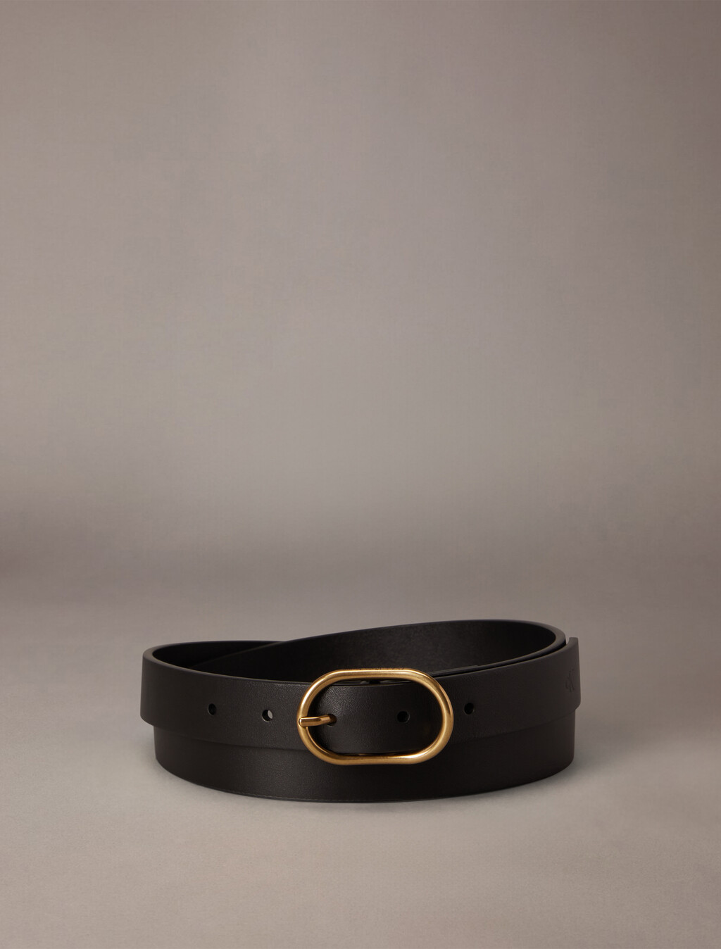 Oval Pin Buckle Leather Belt, Black, hi-res