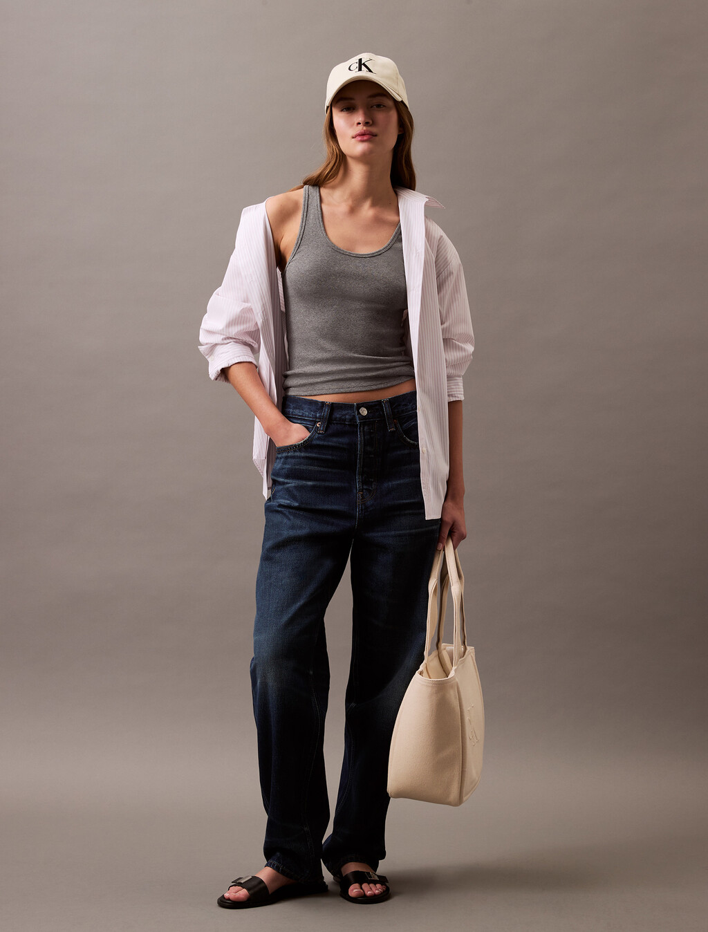 Cotton Contour Rib Tank, Heroic Grey Heather, hi-res