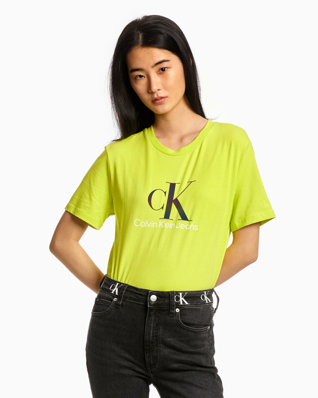 Monogram Straight Tee, Lemon Lime, hi-res