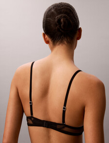 CK Black Geo Lace Push Up Plunge Bra, Black, hi-res