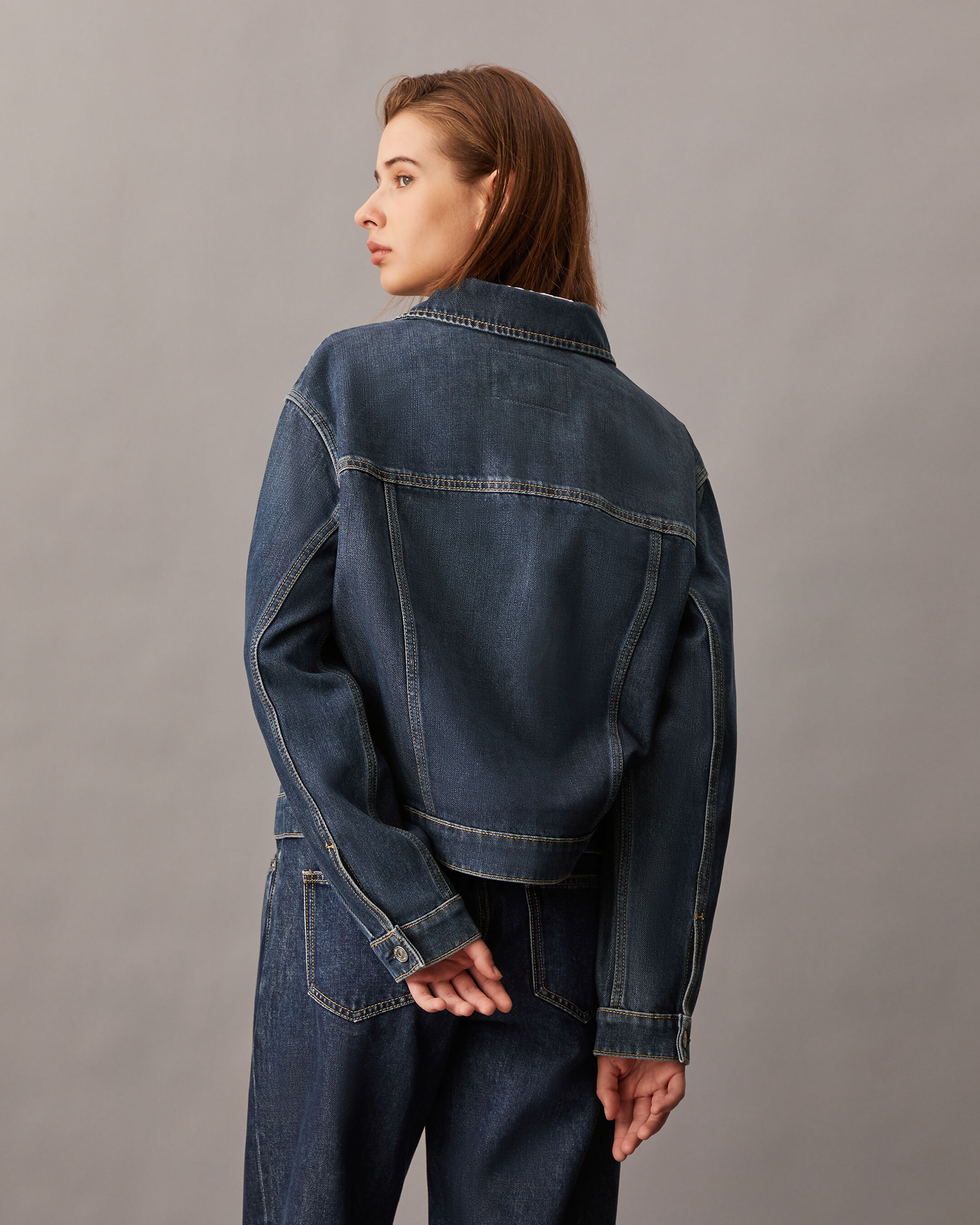 Oversized Zip Up Denim Jacket | blue | Calvin Klein Hong Kong